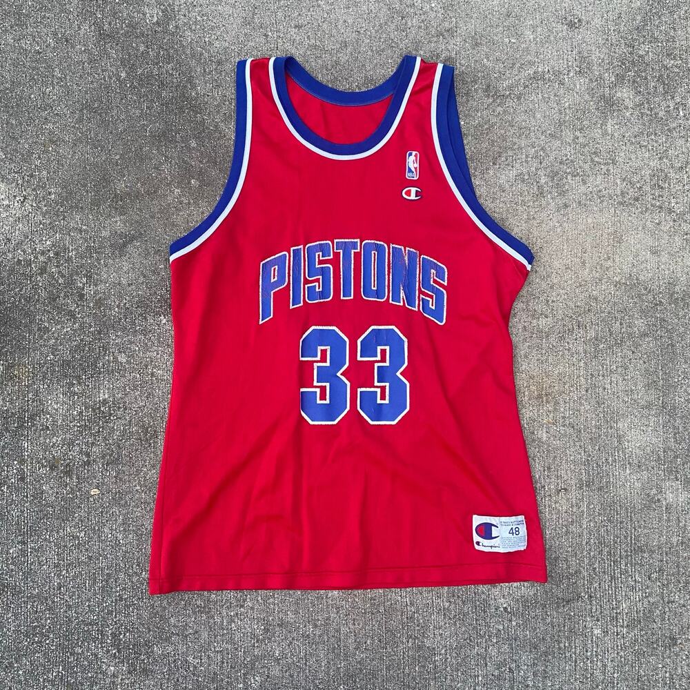 Vintage Champion Grant Hill Detroit Pistons Men’s Red Jersey Red Size 48 XL